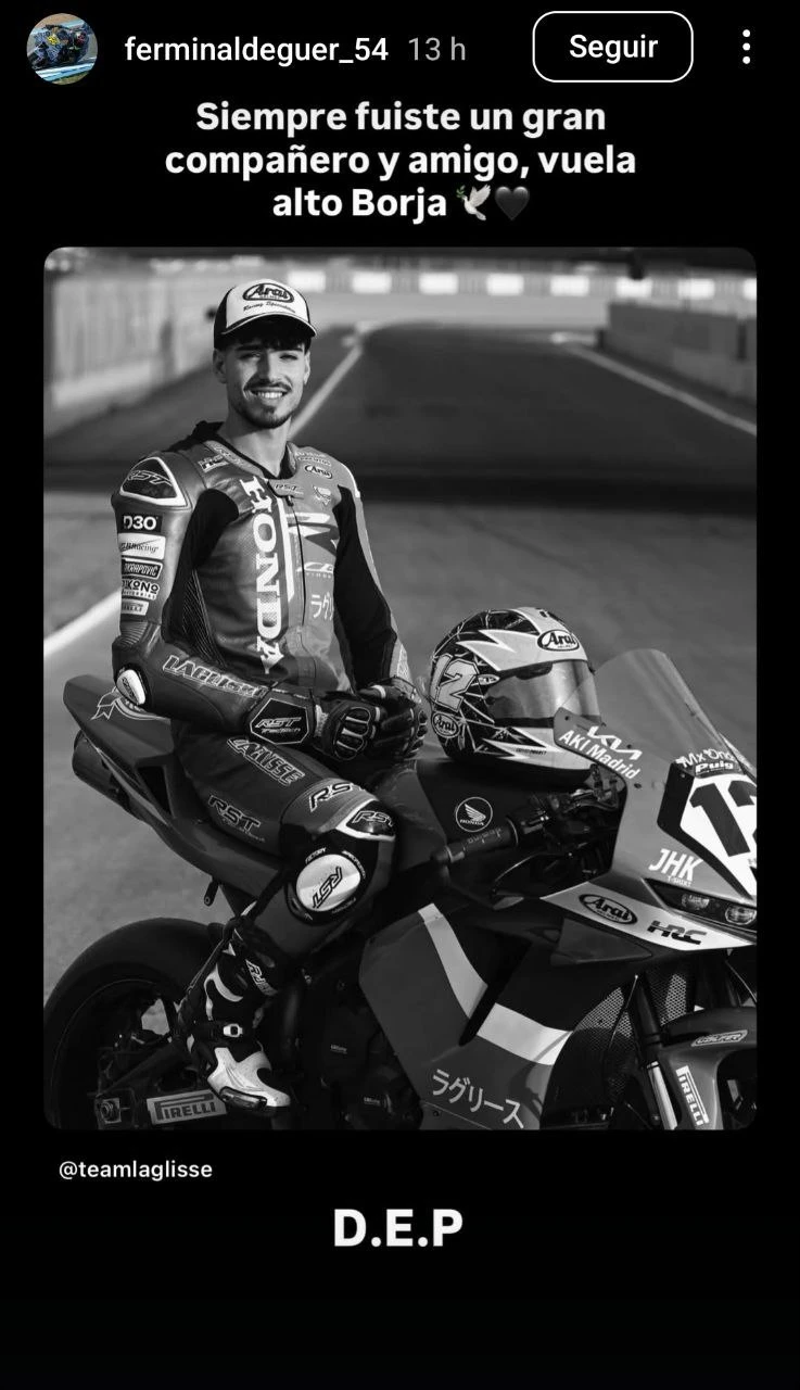El piloto de motocicleta, Borja Gómez muere a los 20 años tras ser arrollado por otra moto