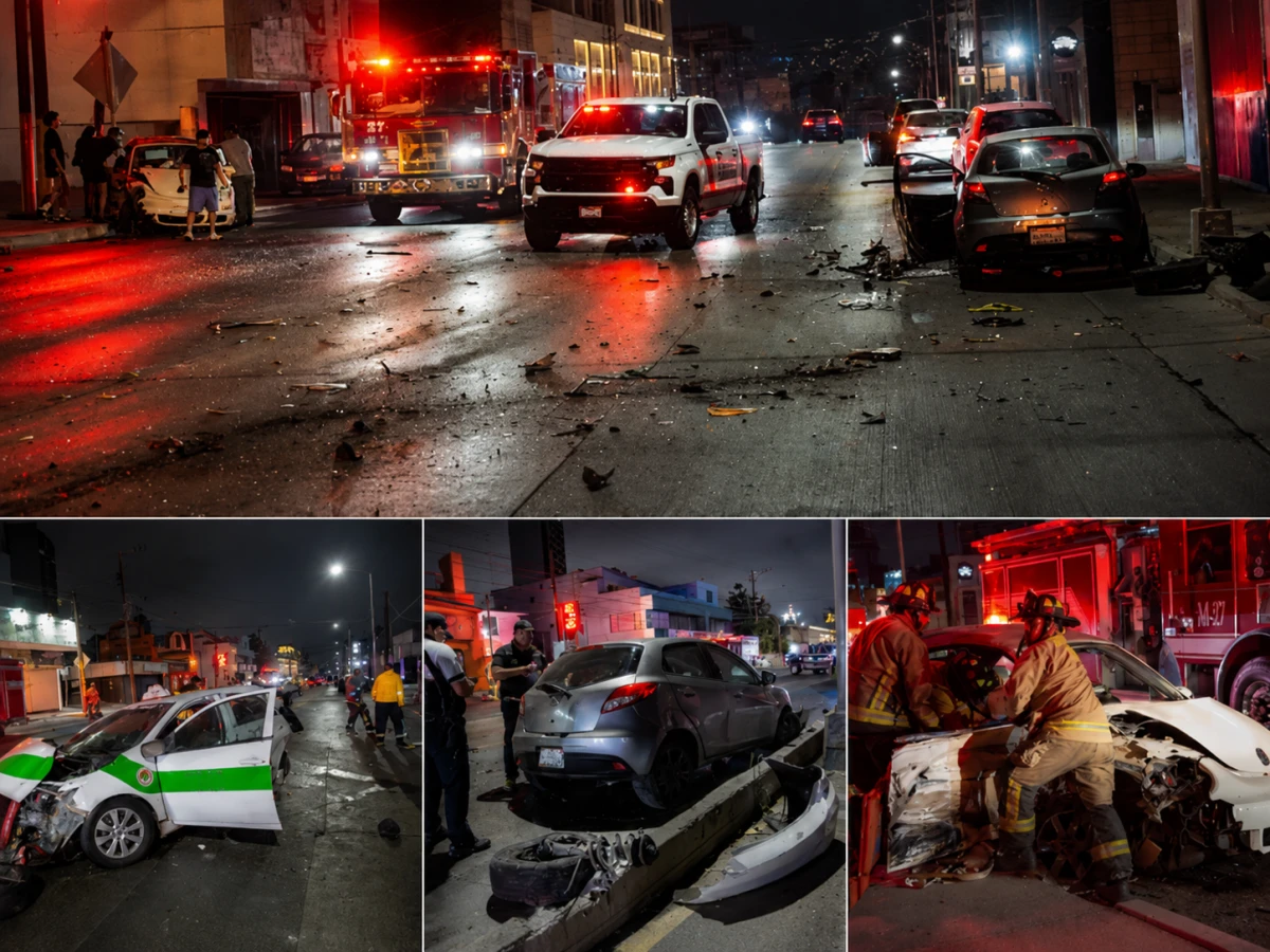 Taxi provoca choque múltiple en el bulevar Cuauhtémoc Sur; conductor intentó retirarse y fue detenido
