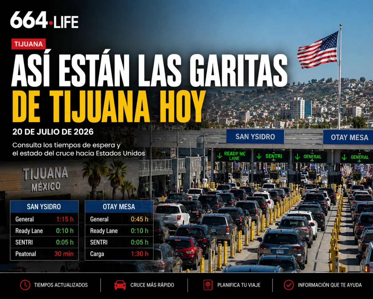 Así están las garitas de Tijuana hoy 20 de julio de 2026: tiempos de espera en San Ysidro y Otay