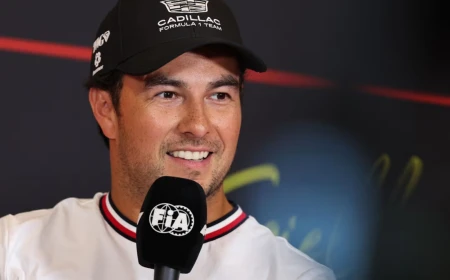Checo Pérez explica el accidente con Alonso: "Había mucho viento de cola"