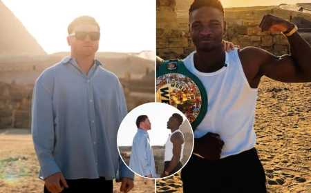 Canelo Álvarez y Christian Mbilli tienen su primer cara a cara en las Pirámides de Giza