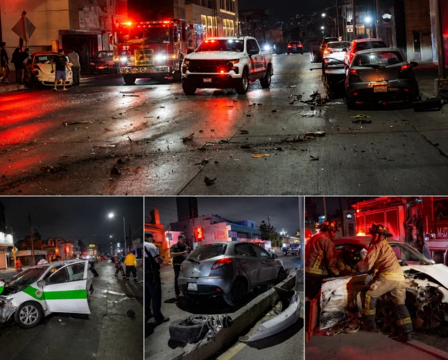 Taxi provoca choque múltiple en el bulevar Cuauhtémoc Sur; conductor intentó retirarse y fue detenido
