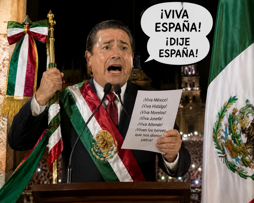 Mexicanos emocionados por esperar a gobernadores equivocándose en el Grito